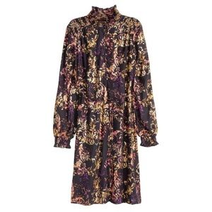 H&M Patterned High Neck Belted Dress, size 8